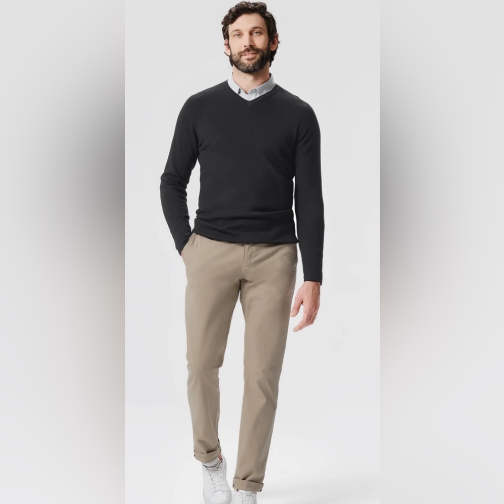Mack Weldon Tech Merino Wool Sweater V-Neck Black Men’s XXL